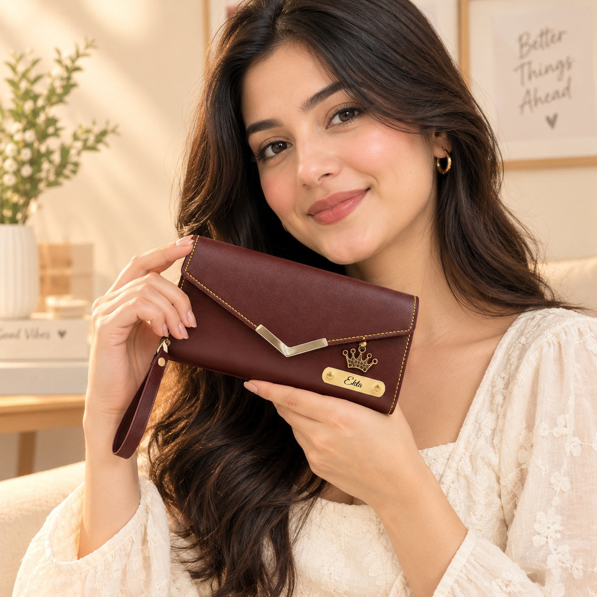 Personalized Ladies Wallet | Brown | Ozora