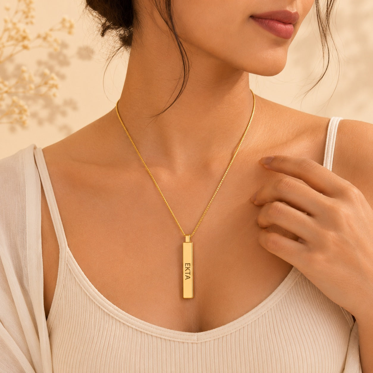 Personalised Engraving Gold Name Pendent | Custom Name Jewelry | Ozora