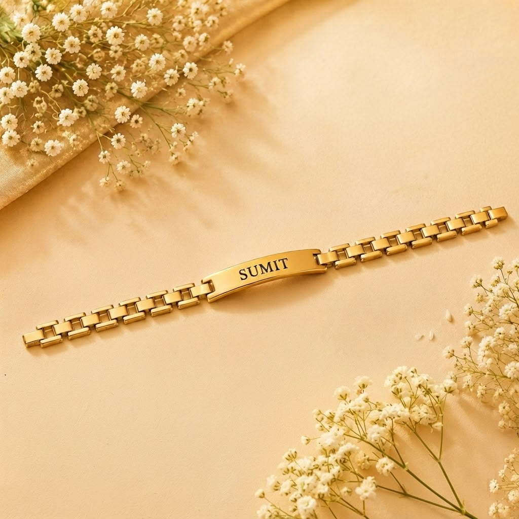 Personalised Engraving Gold Bracelet | Custom Name Jewelry | Ozora