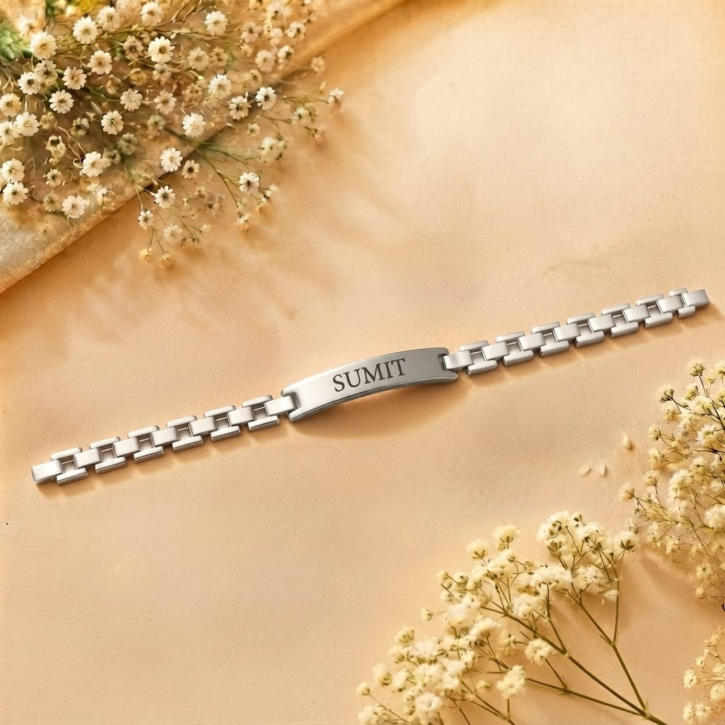 Personalised Engraving Silver Bracelet | Custom Name Jewelry | Ozora