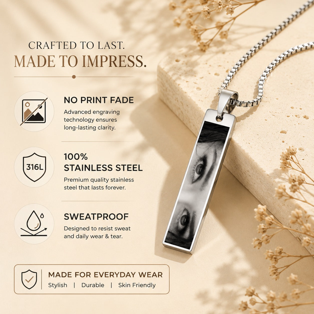 Personalised Eye Engraving Necklace | Custom Photo Jewelry | Ozora