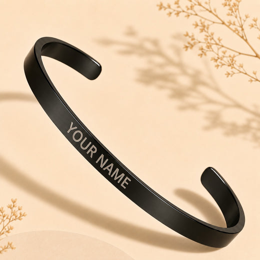 Personalised Engraving Black Kada | Custom Name Jewelry | Ozora