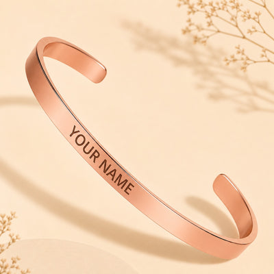 Personalised Engraving Rose Gold Kada | Custom Name Jewelry | Ozora
