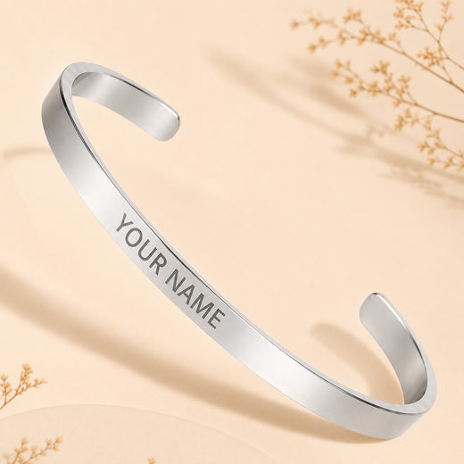 Personalised Engraving Silver Kada | Custom Name Jewelry | Ozora