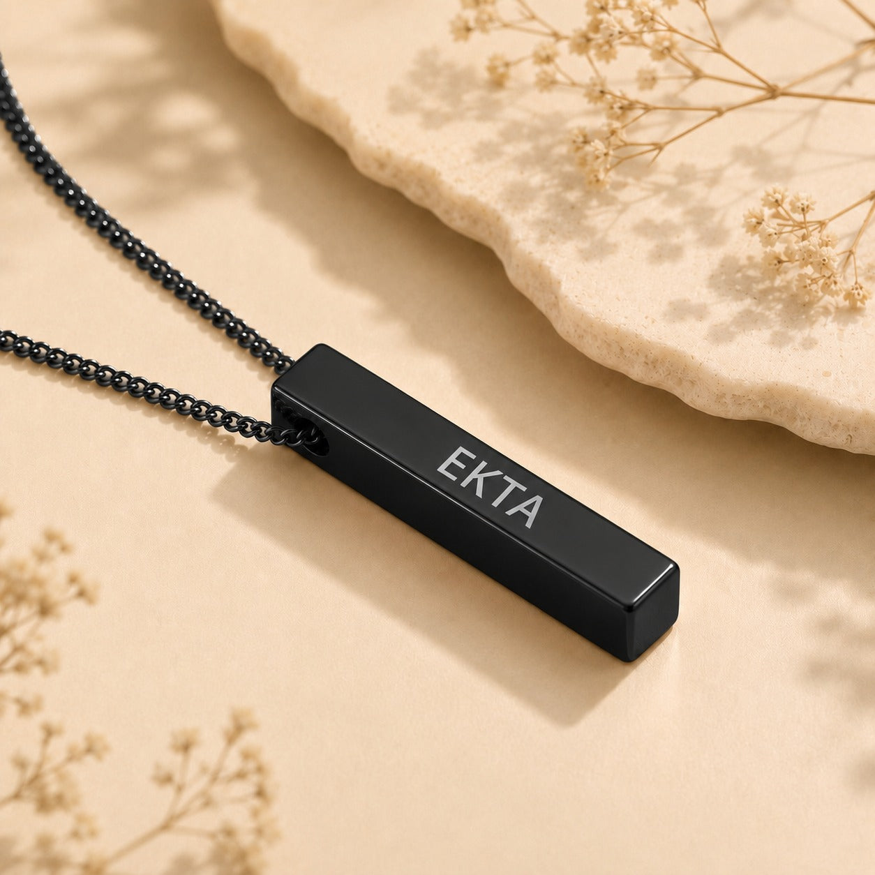 Personalised Engraving Black Name Pendent | Custom Name Jewelry | Ozora