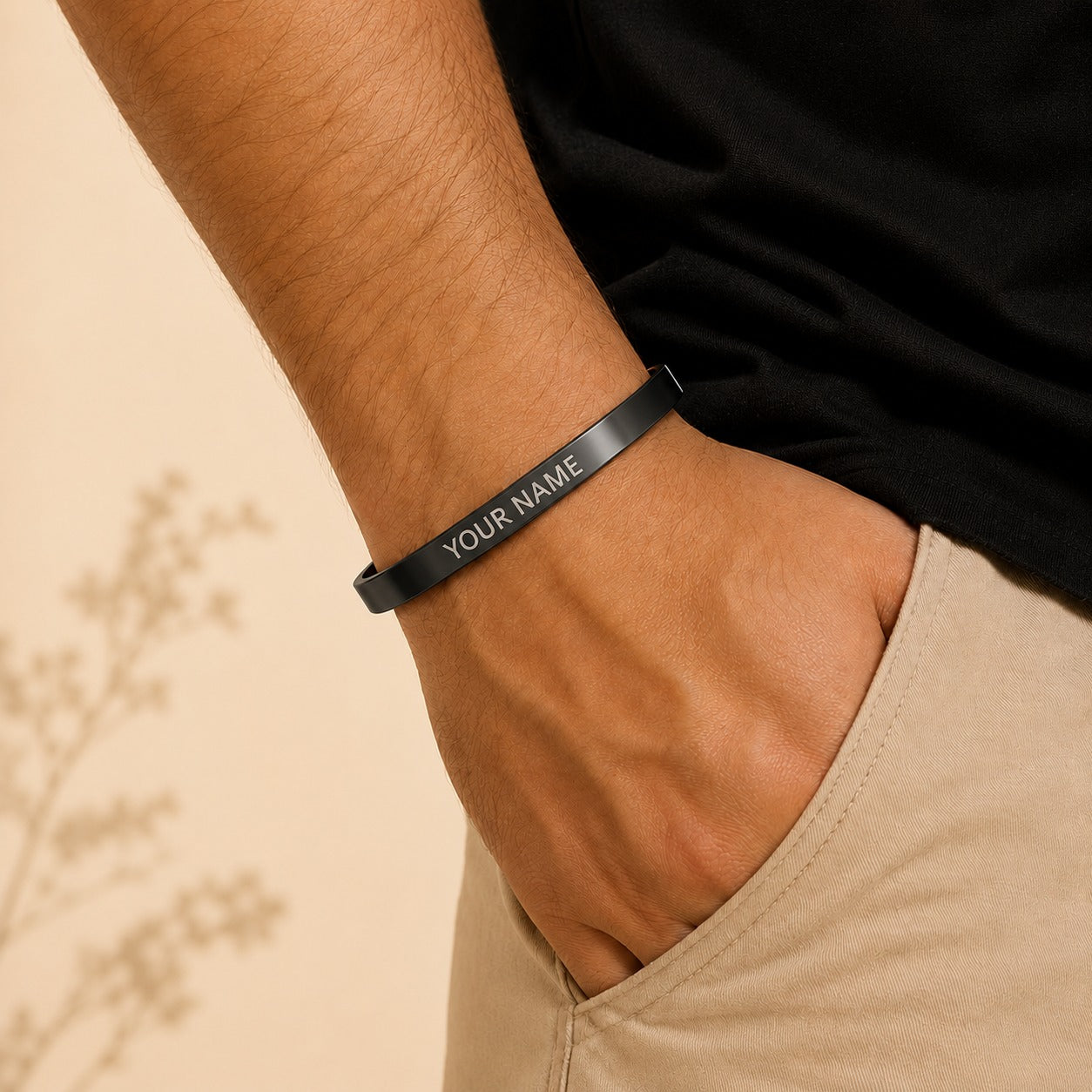 Personalised Engraving Black Kada | Custom Name Jewelry | Ozora