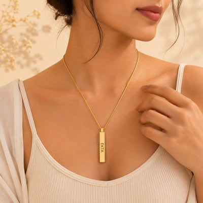 Personalised Engraving Gold Name Pendent | Custom Name Jewelry | Ozora