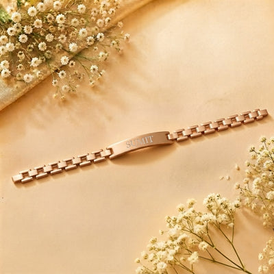 Personalised Engraving Rose Gold Bracelet | Custom Name Jewelry | Ozora