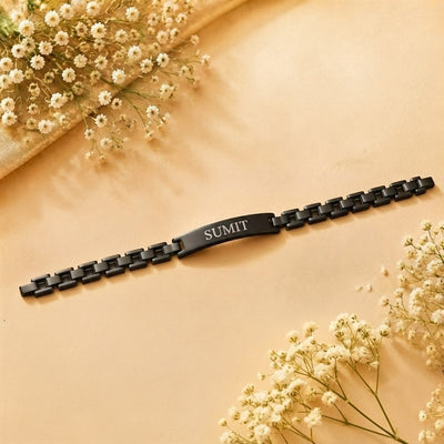 Personalised Engraving Black Bracelet | Custom Name Jewelry | Ozora