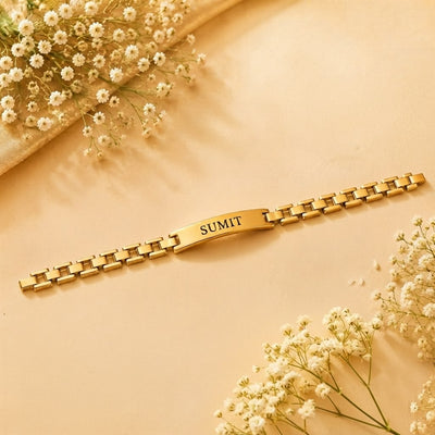 Personalised Engraving Gold Bracelet | Custom Name Jewelry | Ozora