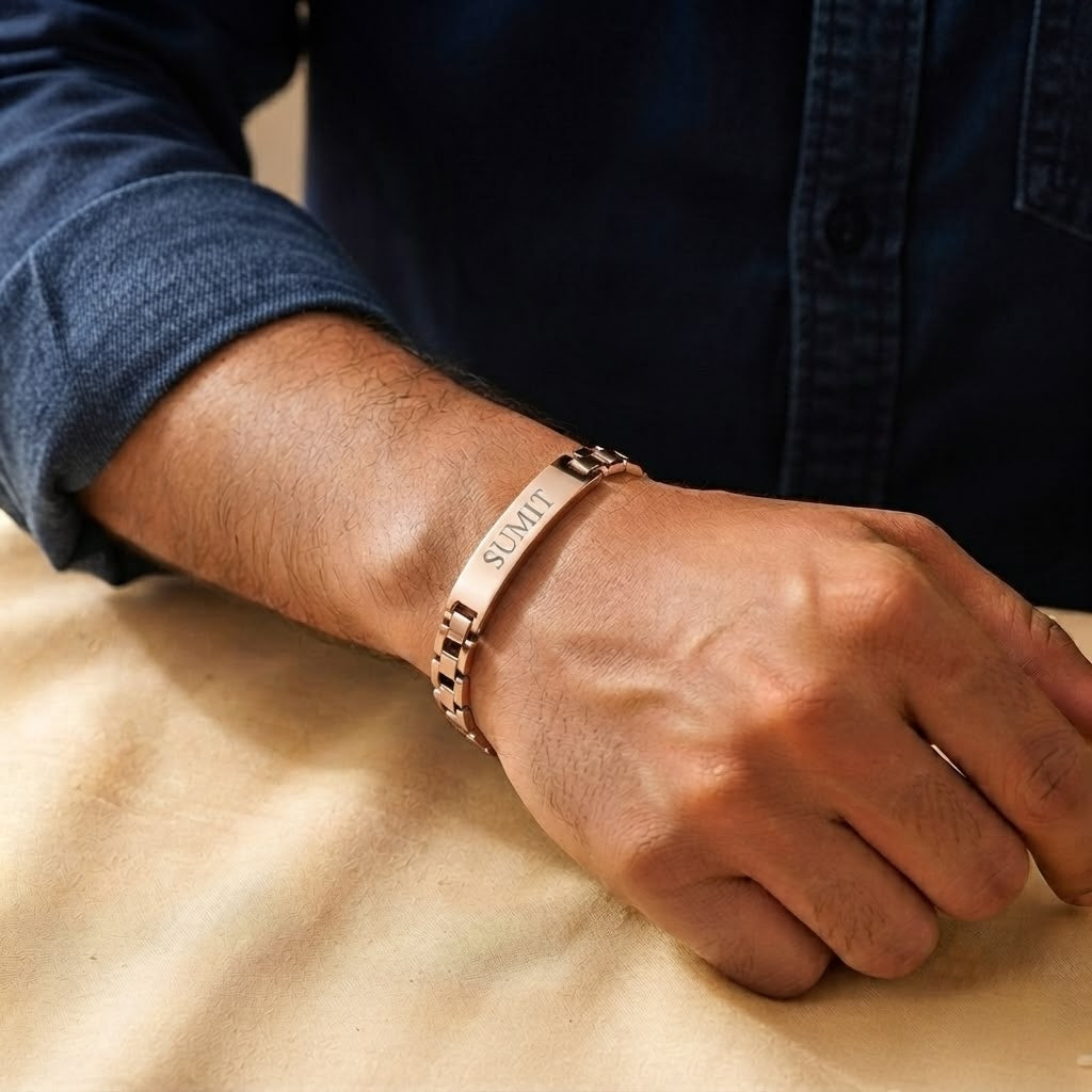 Personalised Engraving Rose Gold Bracelet | Custom Name Jewelry | Ozora