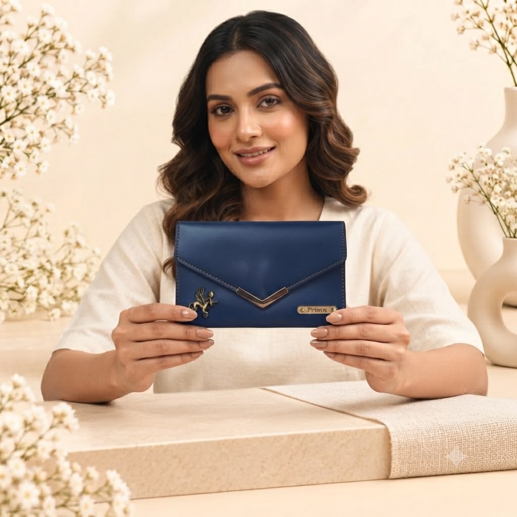 Personalized Ladies Wallet | Navy Blue | Ozora